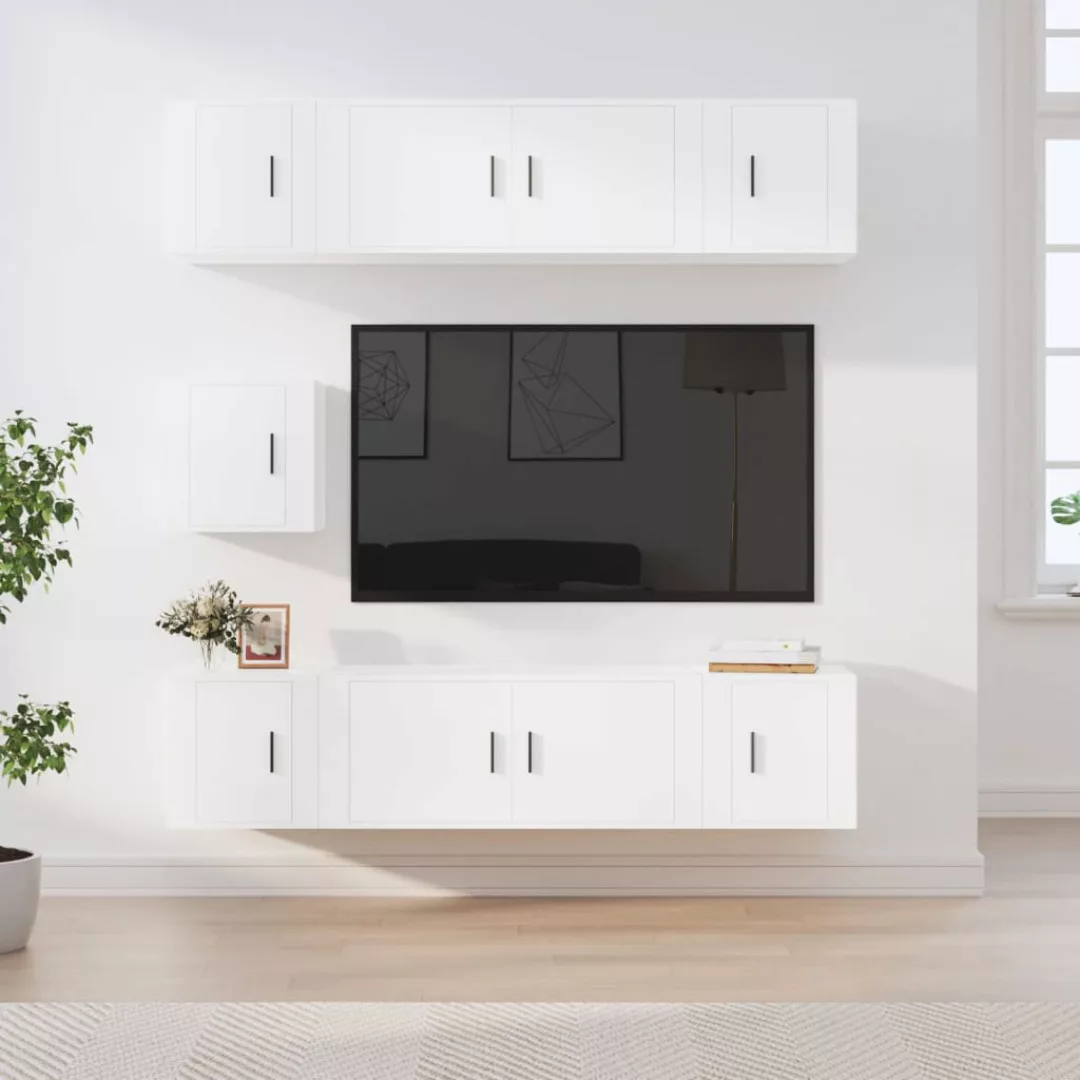 Vidaxl 7-tlg. Tv-schrank-set Weiß Holzwerkstoff günstig online kaufen