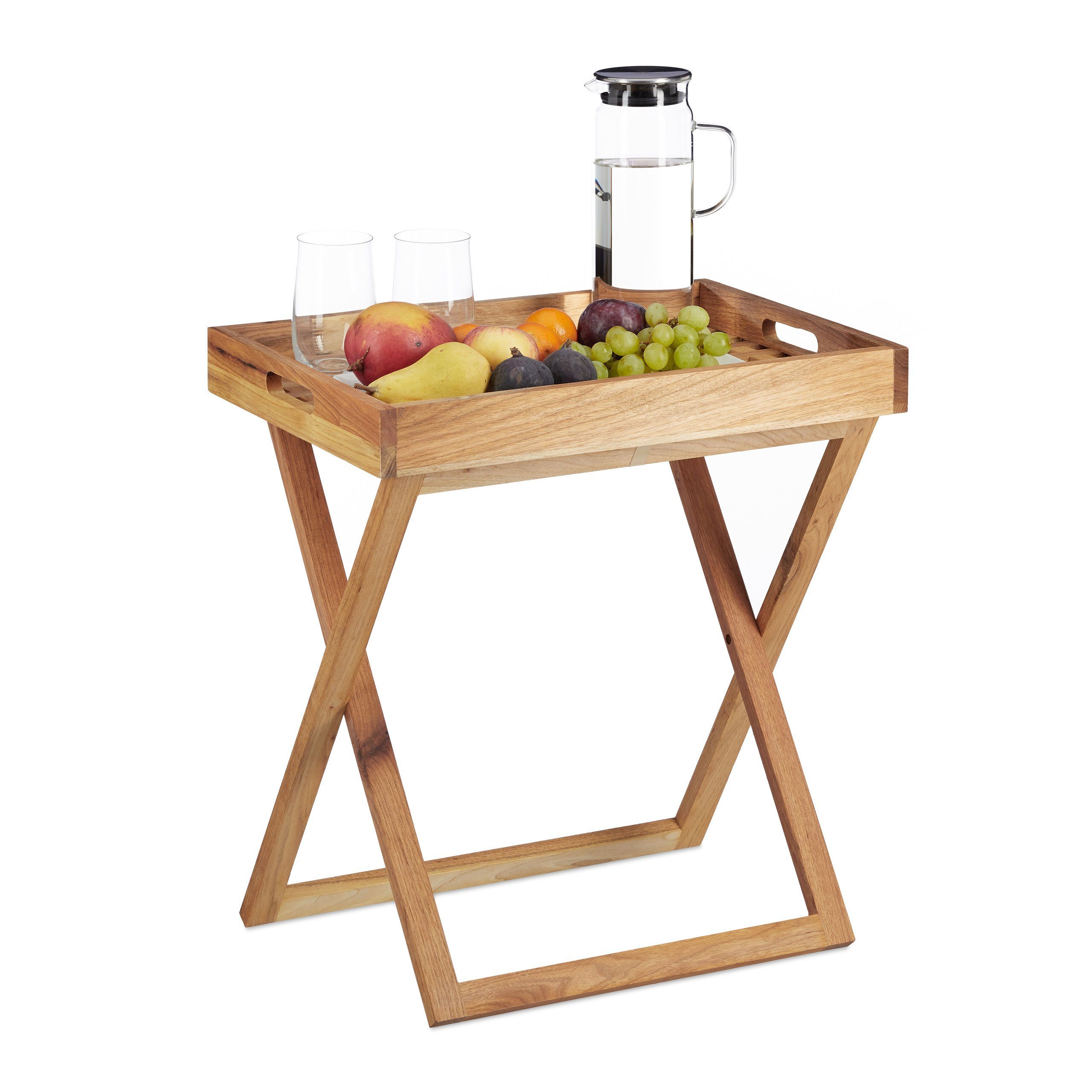 relaxdays Tabletttisch klappbar Walnuss günstig online kaufen