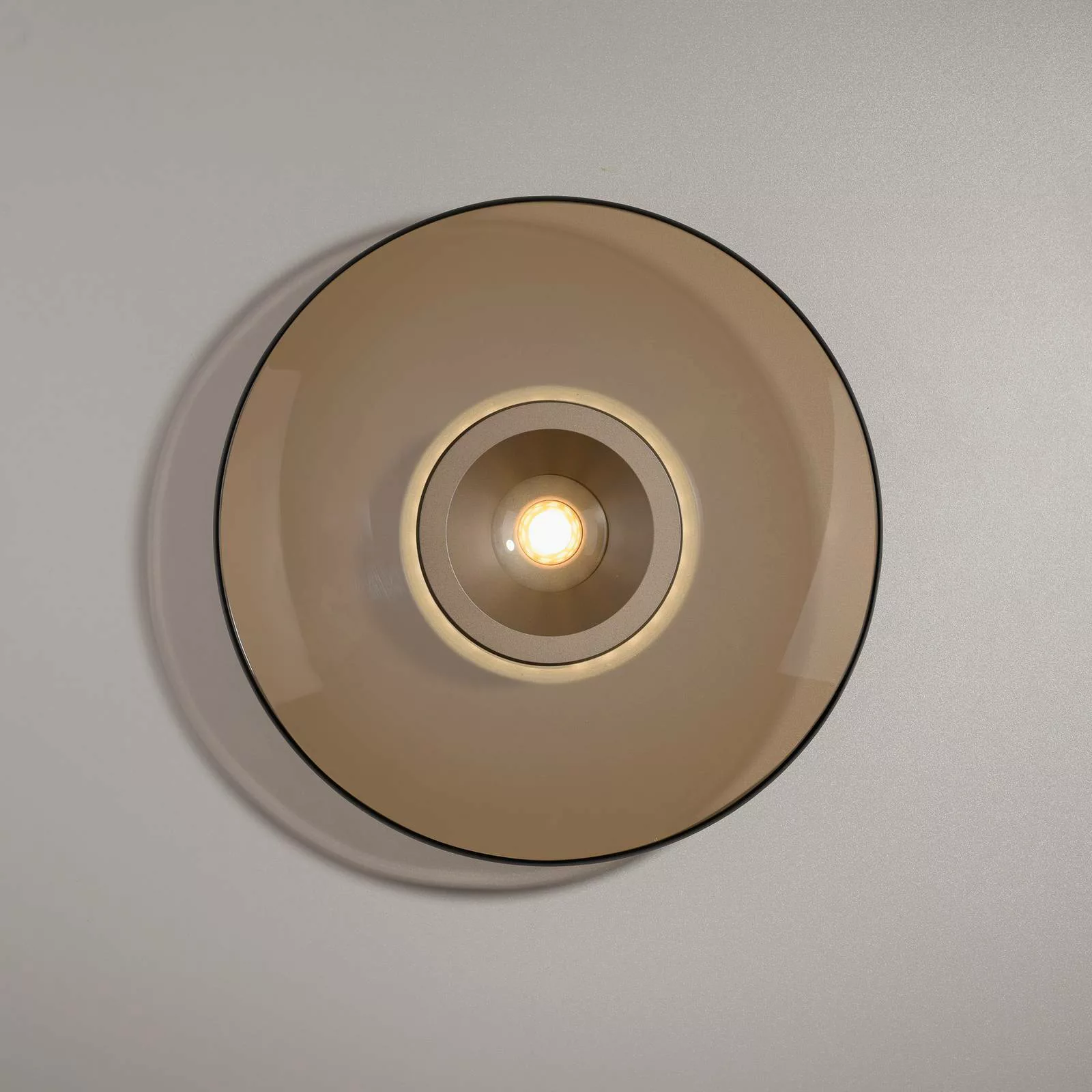 PURE LED-Deckenleuchte Moon, bronze, Ø 32 cm, Glas/Aluminium günstig online kaufen