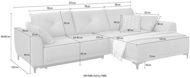 Jockenhöfer Gruppe Ecksofa Aviano L-Form, inkl. praktischer Bettfunktion, S günstig online kaufen