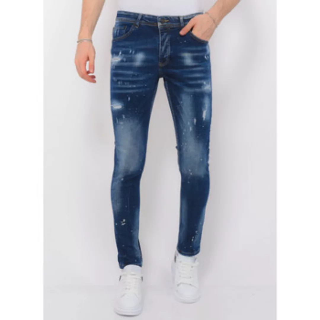 Local Fanatic  Slim Fit Jeans 's Paint Splatter Stonewashed Hosen günstig online kaufen