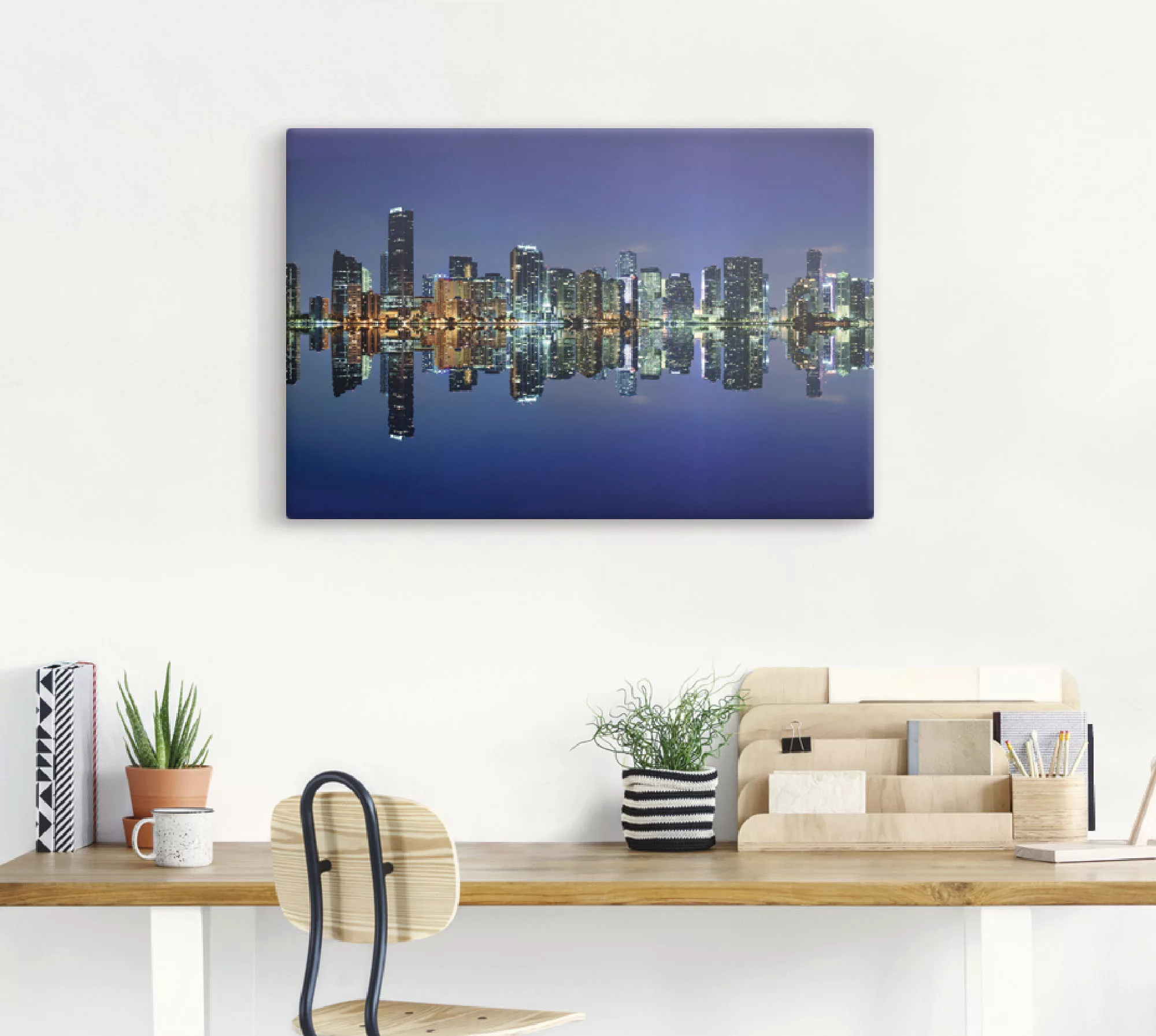 Artland Leinwandbild "Miami Skyline", Amerika, (1 St.), auf Keilrahmen gesp günstig online kaufen