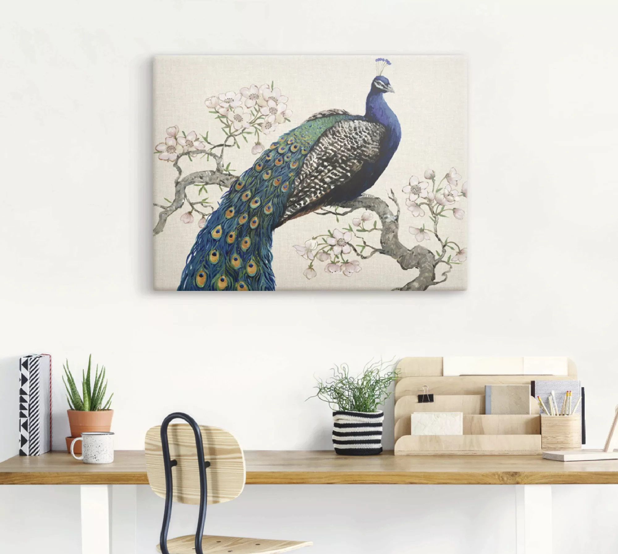 Artland Wandbild "Pfau & Blüten I", Vögel, (1 St.), als Alubild, Outdoorbil günstig online kaufen