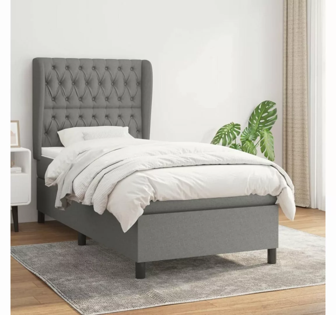 furnicato Bett Boxspringbett mit Matratze Dunkelgrau 90x200 cm Stoff günstig online kaufen