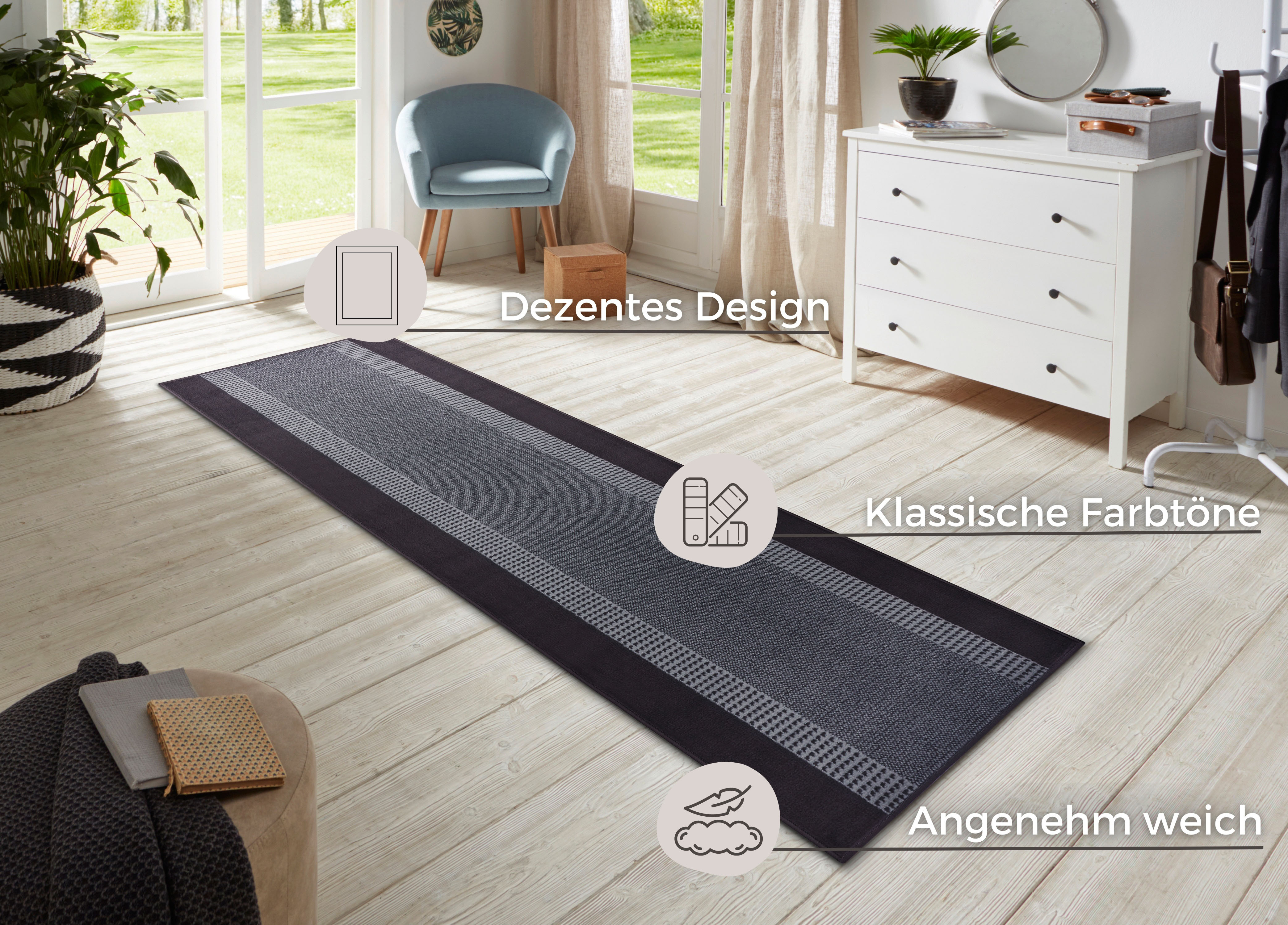 HANSE Home Teppich »Band«, rechteckig, Kurzflor, Weich, Wohnzimmer, Schlafz günstig online kaufen