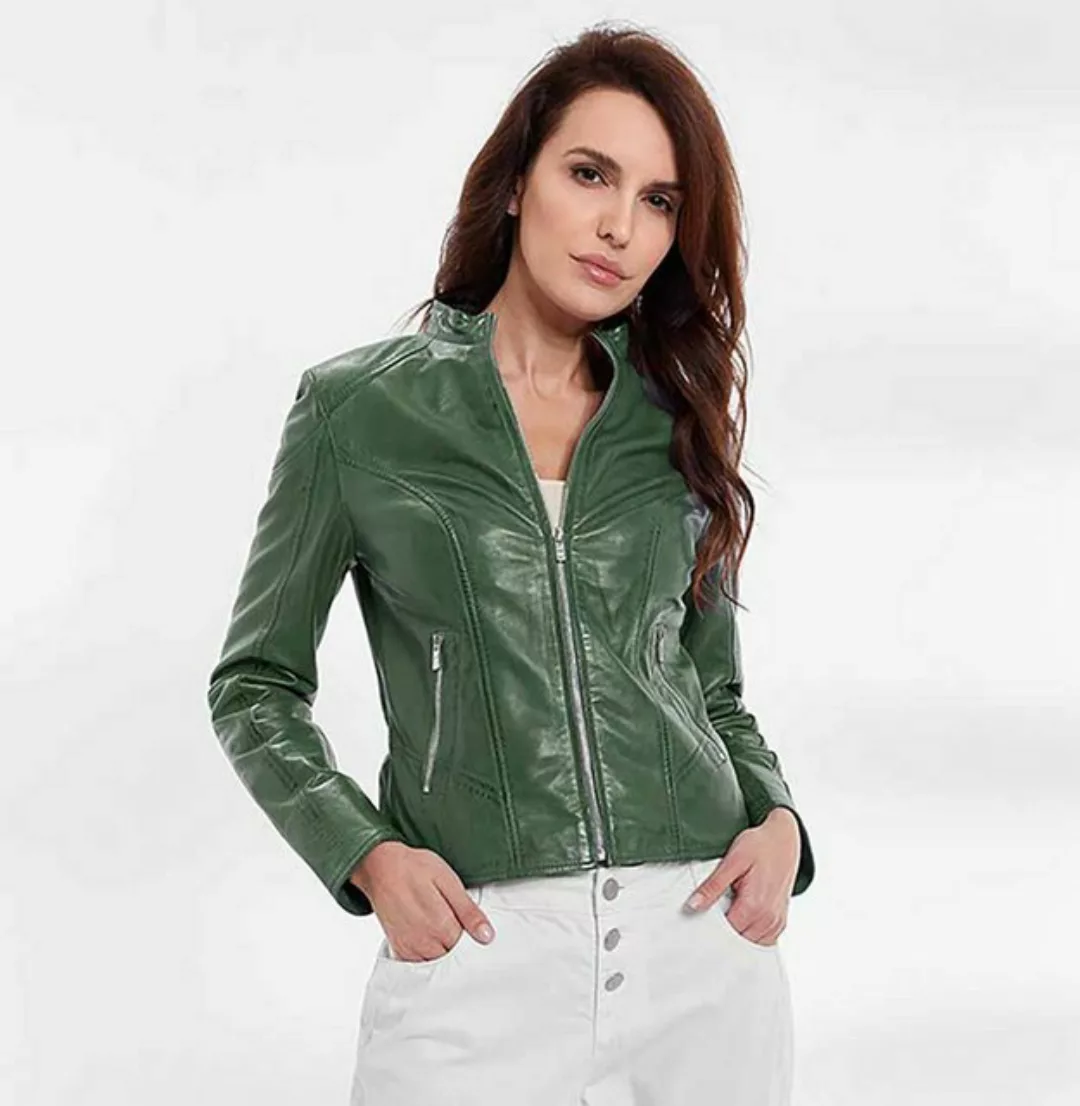 Jilani Lederjacke YLVI Jilani - Damen Echtleder Lederjacke Lammnappa salbei günstig online kaufen