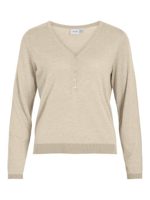 Vila Sweatshirt VIDESHA V-NECK L/S BUTTON KNIT TOP/ günstig online kaufen