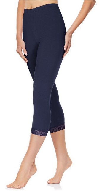 Merry Style Leggings Damen 3/4 Capri Leggings aus Baumwolle mit Spitze MS10 günstig online kaufen