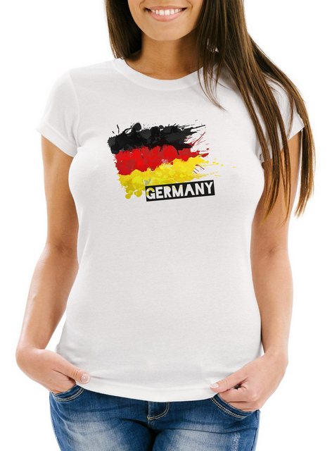 MoonWorks Print-Shirt Damen T-Shirt Deutschland Fußball Fan Europameistersc günstig online kaufen