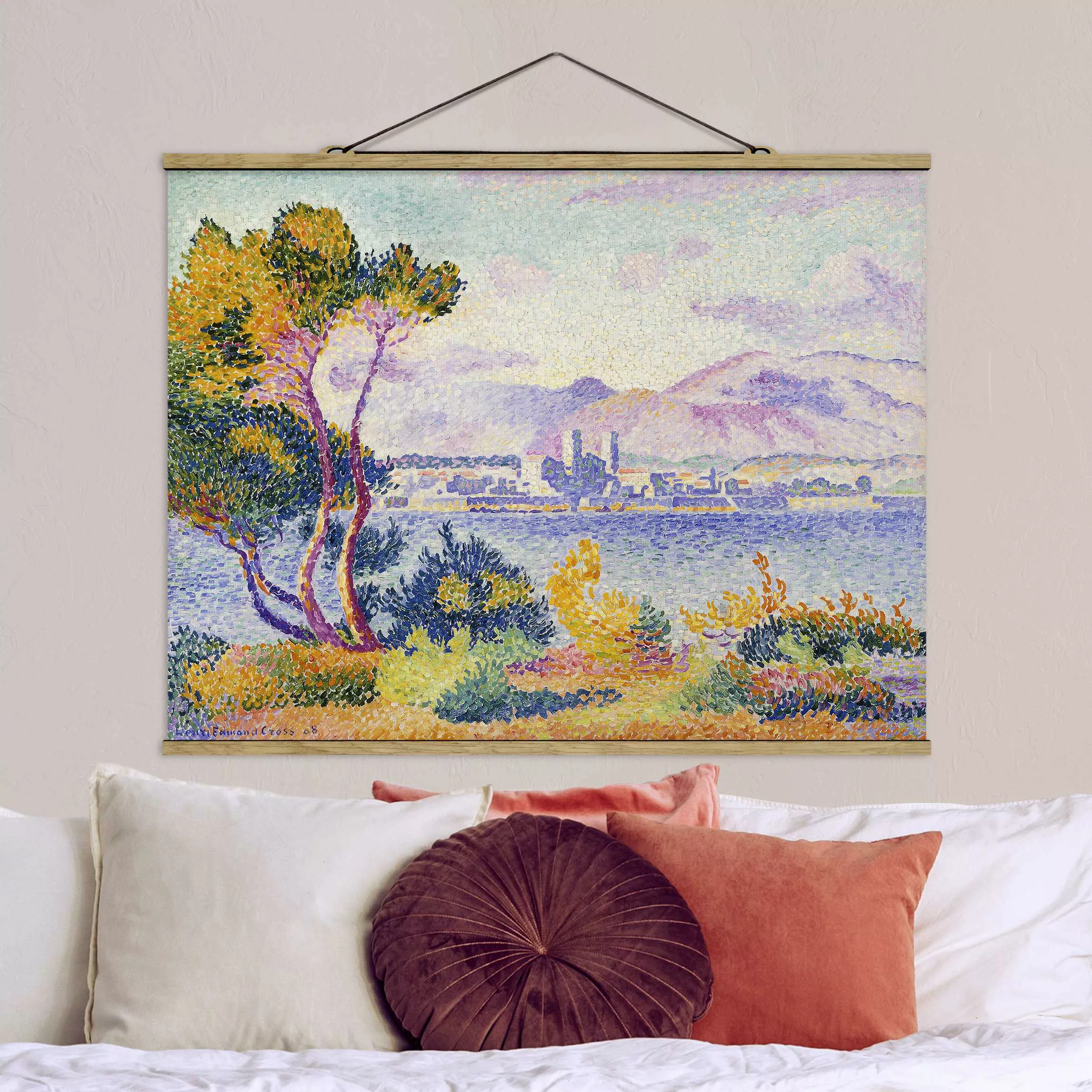 Stoffbild Strand mit Posterleisten - Querformat Henri Edmond Cross - Antibe günstig online kaufen