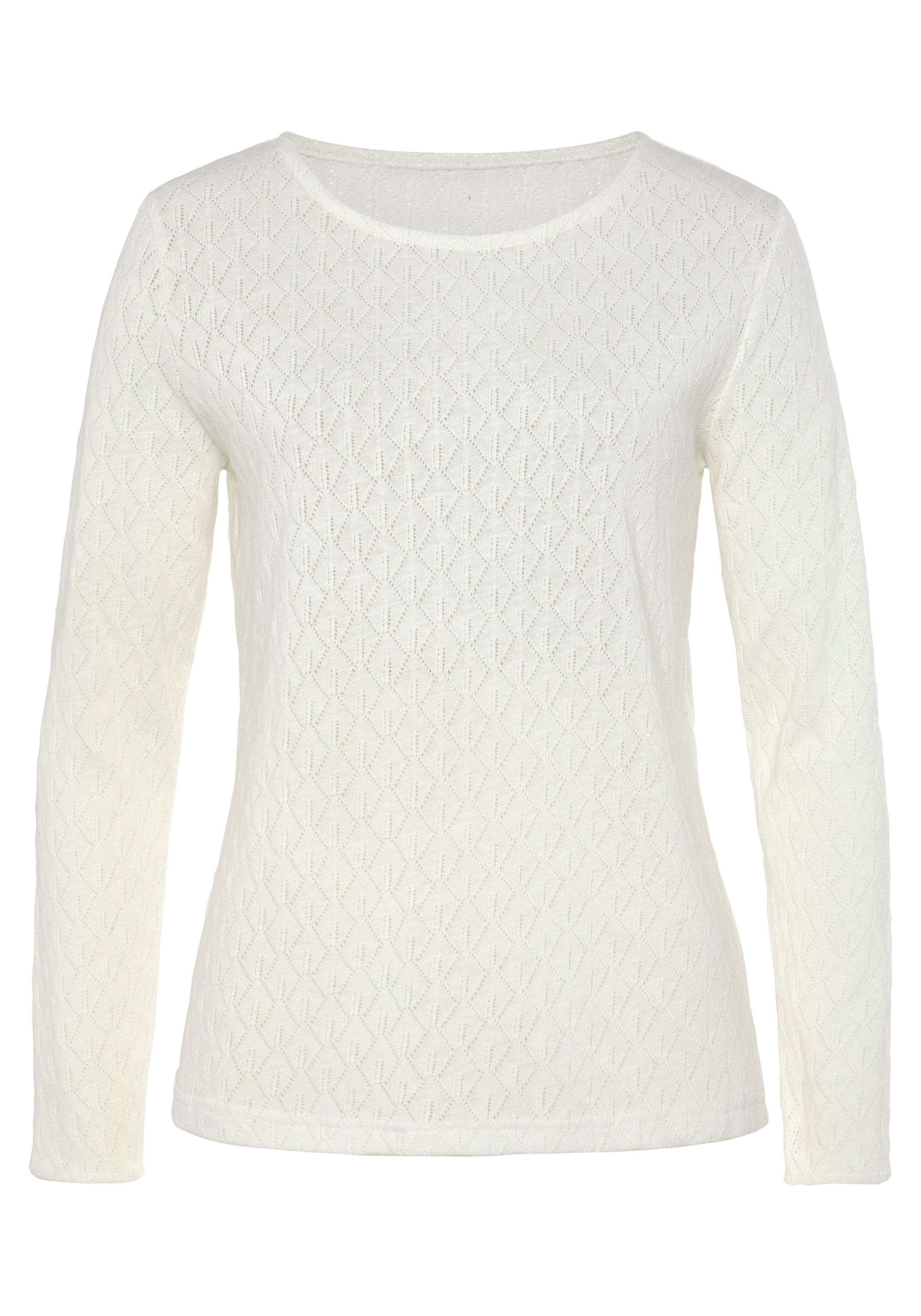 Vivance Langarmshirt mit modischem Ajour-Muster aus günstig online kaufen