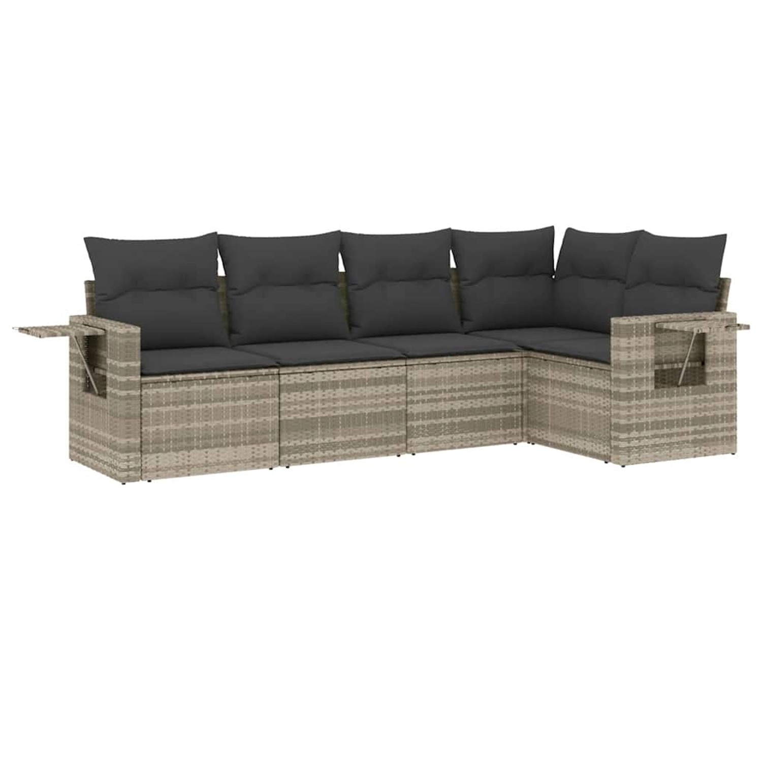 vidaXL 5-Tlg Garten-Sofagarnitur mit Kissen Hellgrau Poly Rattan 3220131 günstig online kaufen