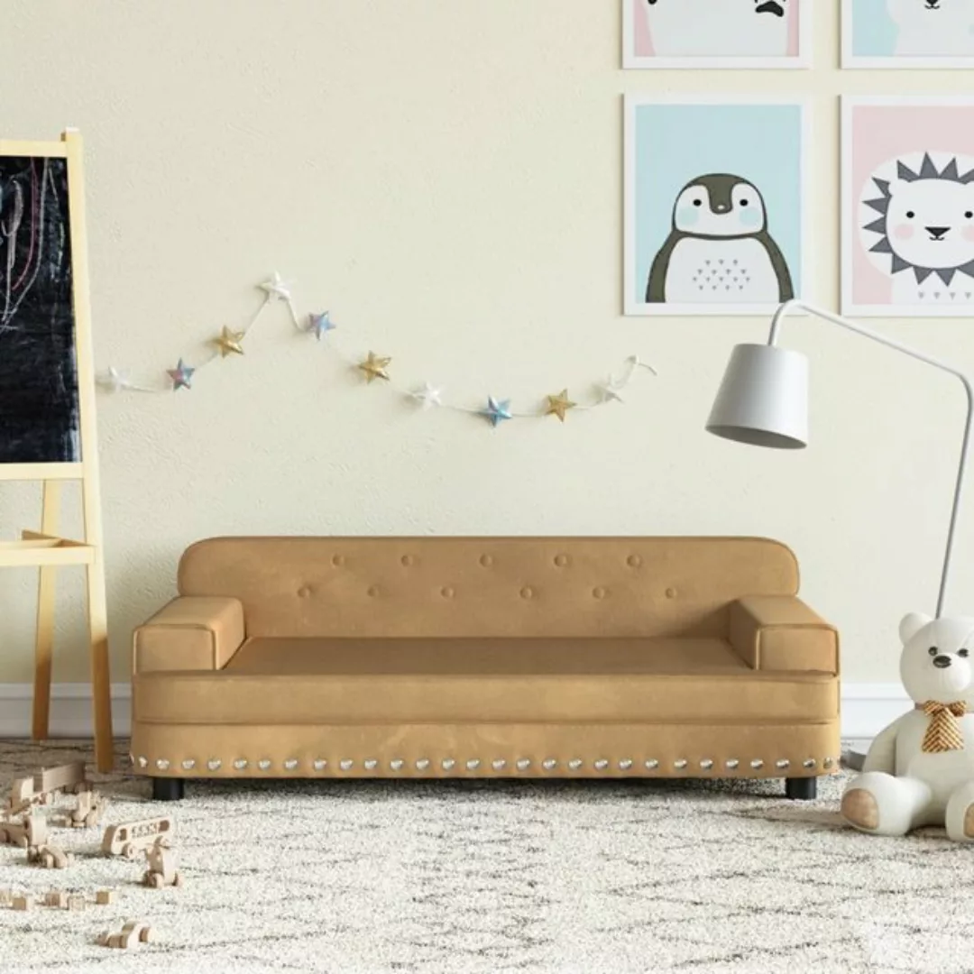 vidaXL Kindersofa Kindersofa Creme 90x53x30 cm Samt Kindercouch Kindermöbel günstig online kaufen