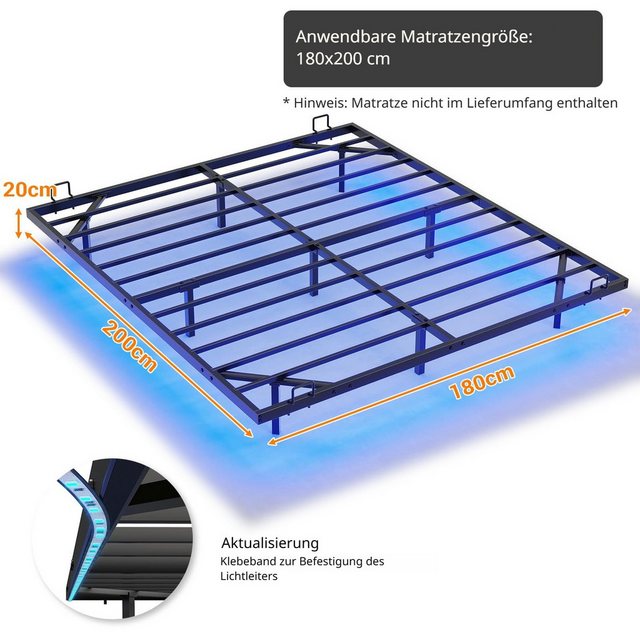 MSMASK Metallbett Schwebebett Bettgestell mit LED-Beleuchtung (Ohne Matratz günstig online kaufen