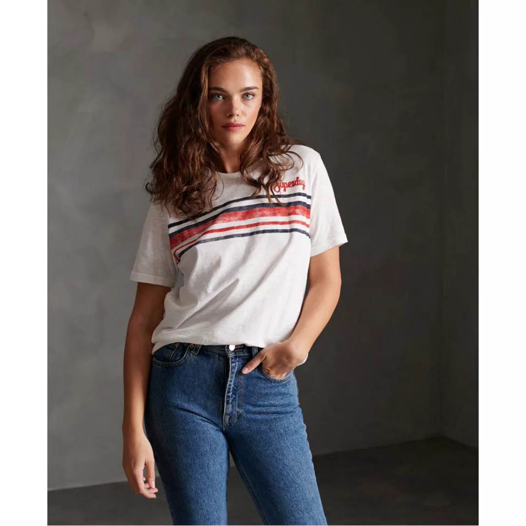 Superdry Retro Stripe Kurzarm T-shirt 2XS Chalk White günstig online kaufen
