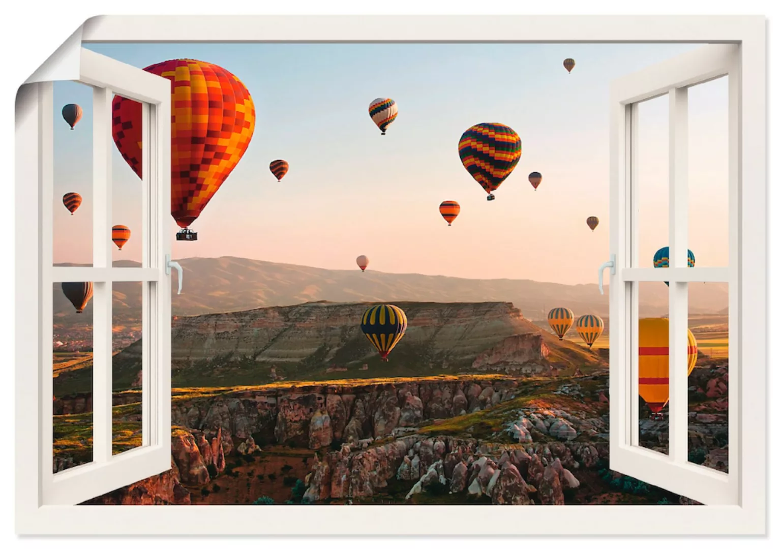 Artland Wandbild »Fensterblick Kappadokien Ballonfahrt«, Ballonfahren, (1 S günstig online kaufen