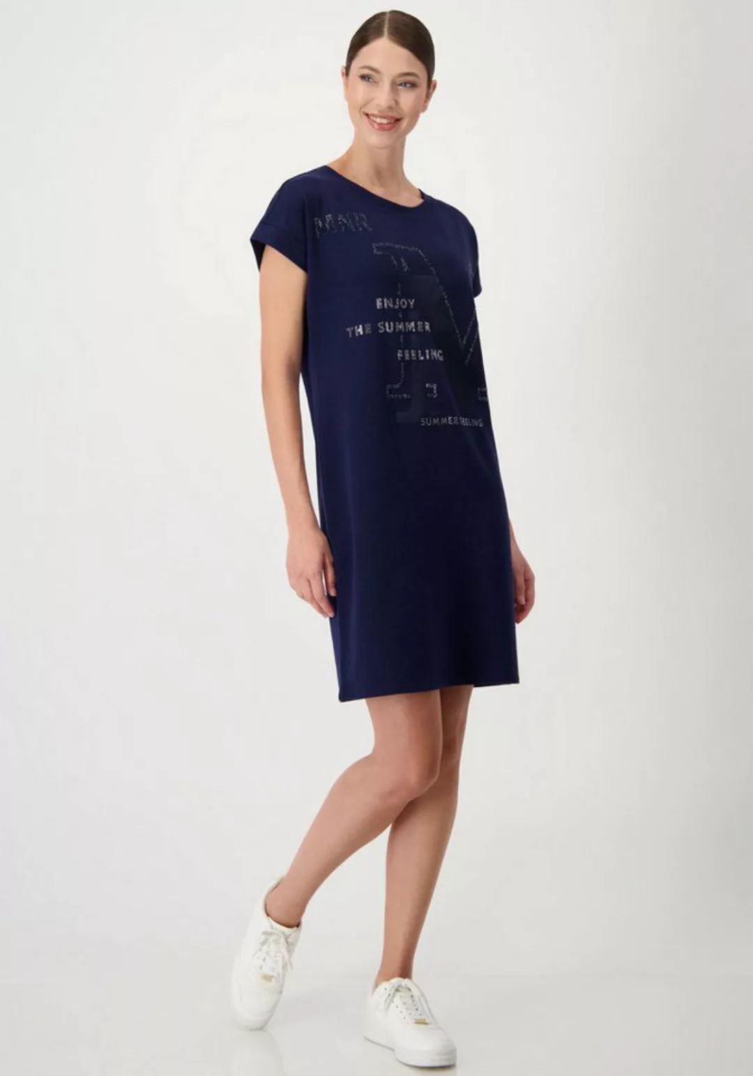 Monari Shirtkleid mit Schriftzug und Glitzernieten günstig online kaufen