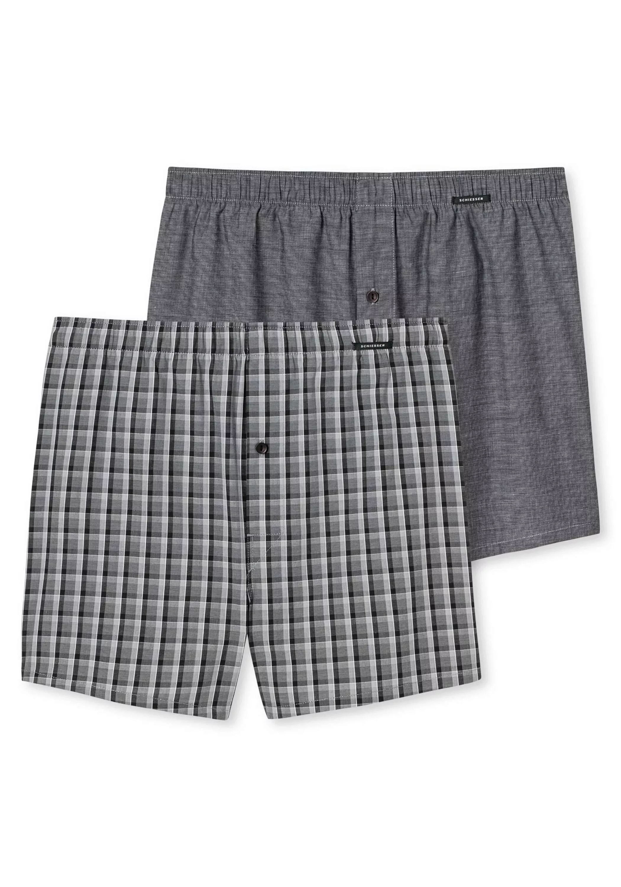 Schiesser 2-er Set Boxershorts Grau & Grau kariert günstig online kaufen