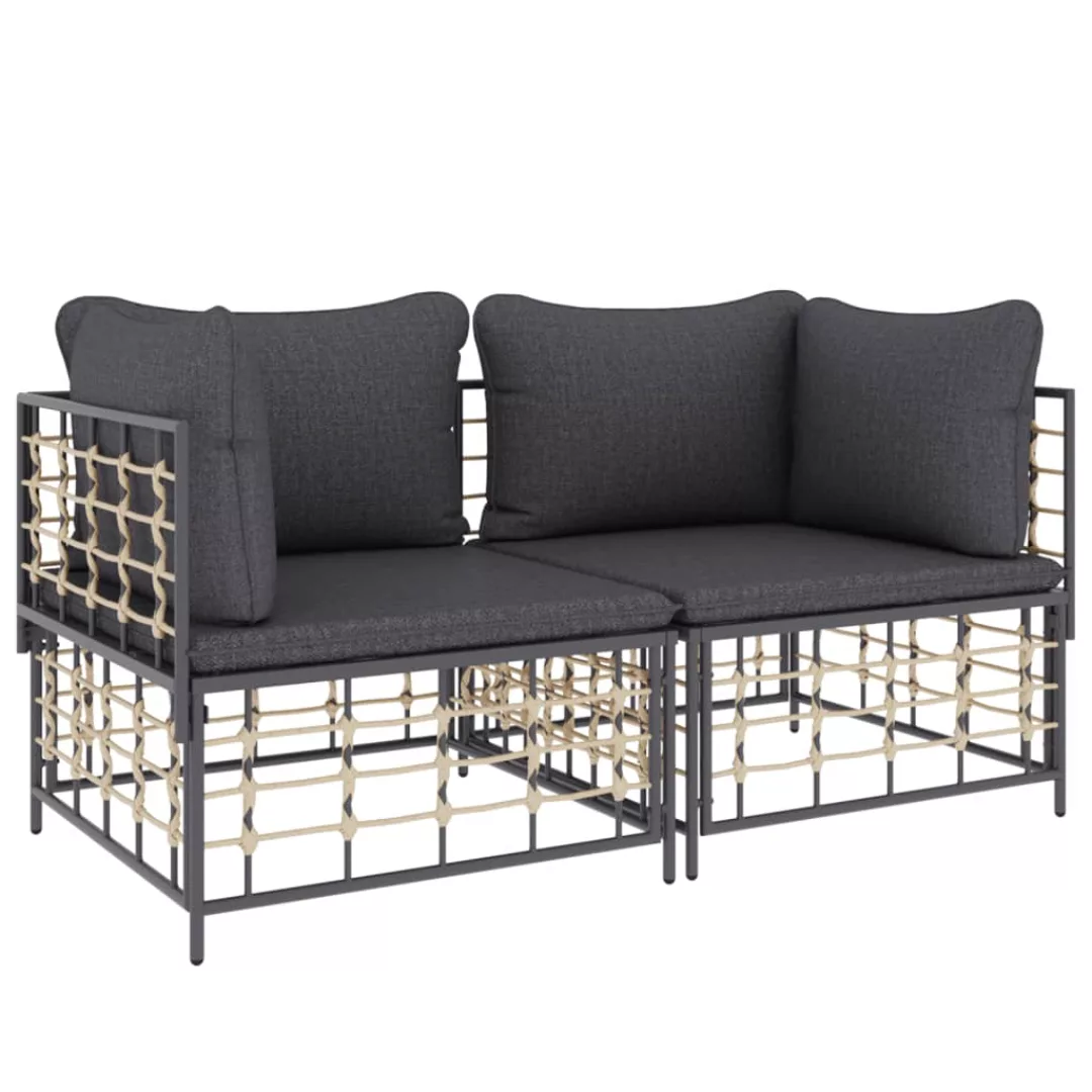 Vidaxl Ecksofas Mit Kissen 2 Stk. Modular Poly Rattan günstig online kaufen