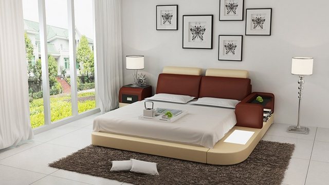 JVmoebel Bett Wasserbett Hotel Doppel Bett Betten Lederbett Polsterbett Was günstig online kaufen