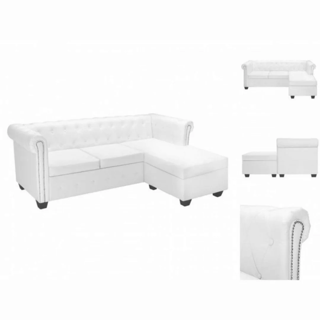 vidaXL Sofa Chesterfield Sofa in L-Form Kunstleder Weiß günstig online kaufen