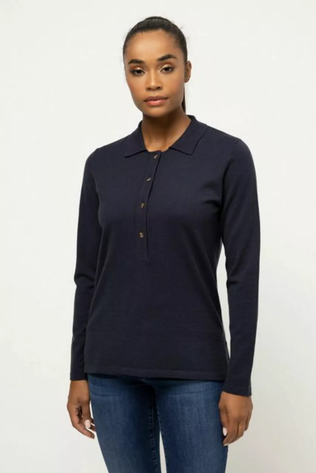 Gina Laura Strickpullover Polo-Pullover Polokragen Knopfleiste Langarm günstig online kaufen