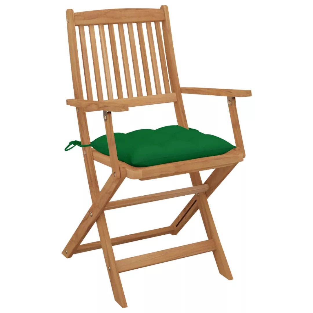Klappbare Gartenstühle 4 Stk. Mit Kissen Massivholz Akazie günstig online kaufen