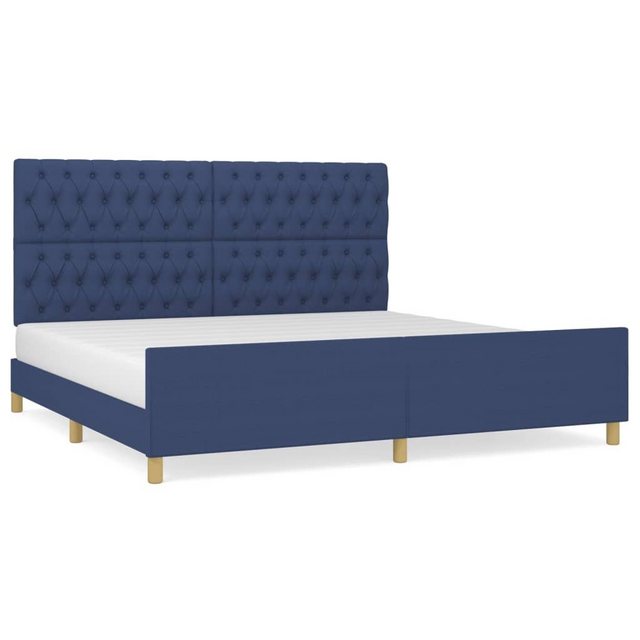 vidaXL Bettgestell Bettrahmen mit Kopfteil Blau 200x200 cm Stoff Bett Bettg günstig online kaufen