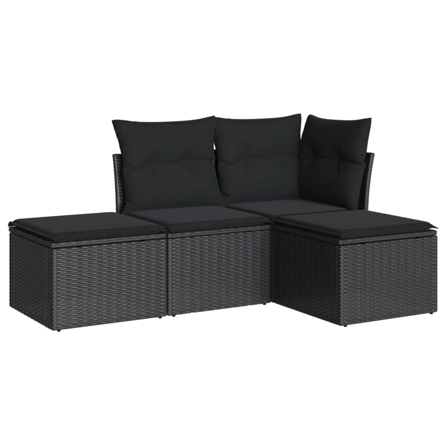 vidaXL 4-tlg Garten-Sofagarnitur mit Kissen Schwarz Poly Rattan Modell 22 günstig online kaufen