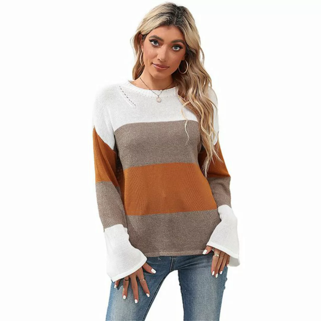 RUZU UG Strickpullover Herbstoberteil Mode Einfache Pullover Damen Farbanpa günstig online kaufen