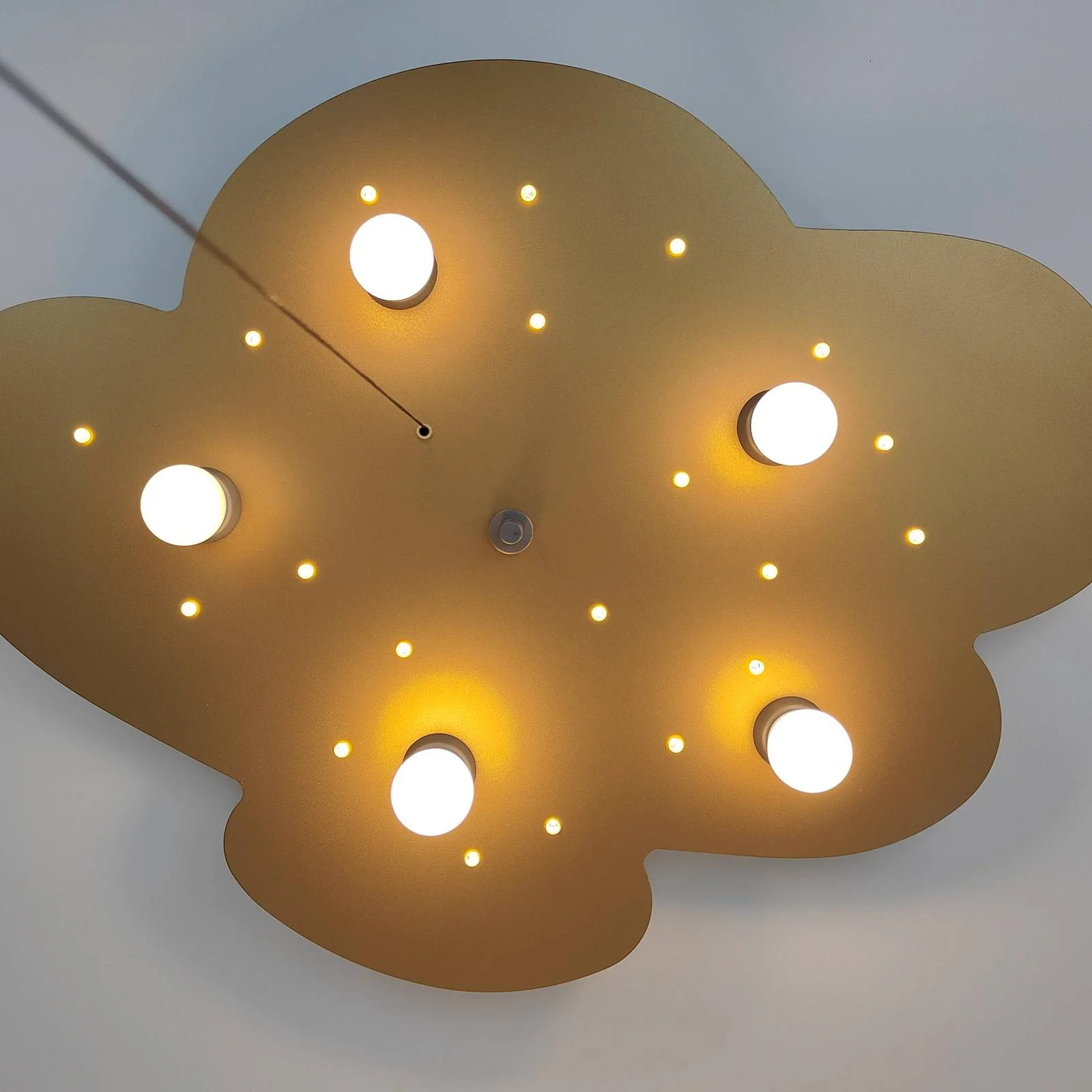 Deckenlampe Wolke, gold, 5-flammig, 20 LED-Punkte günstig online kaufen