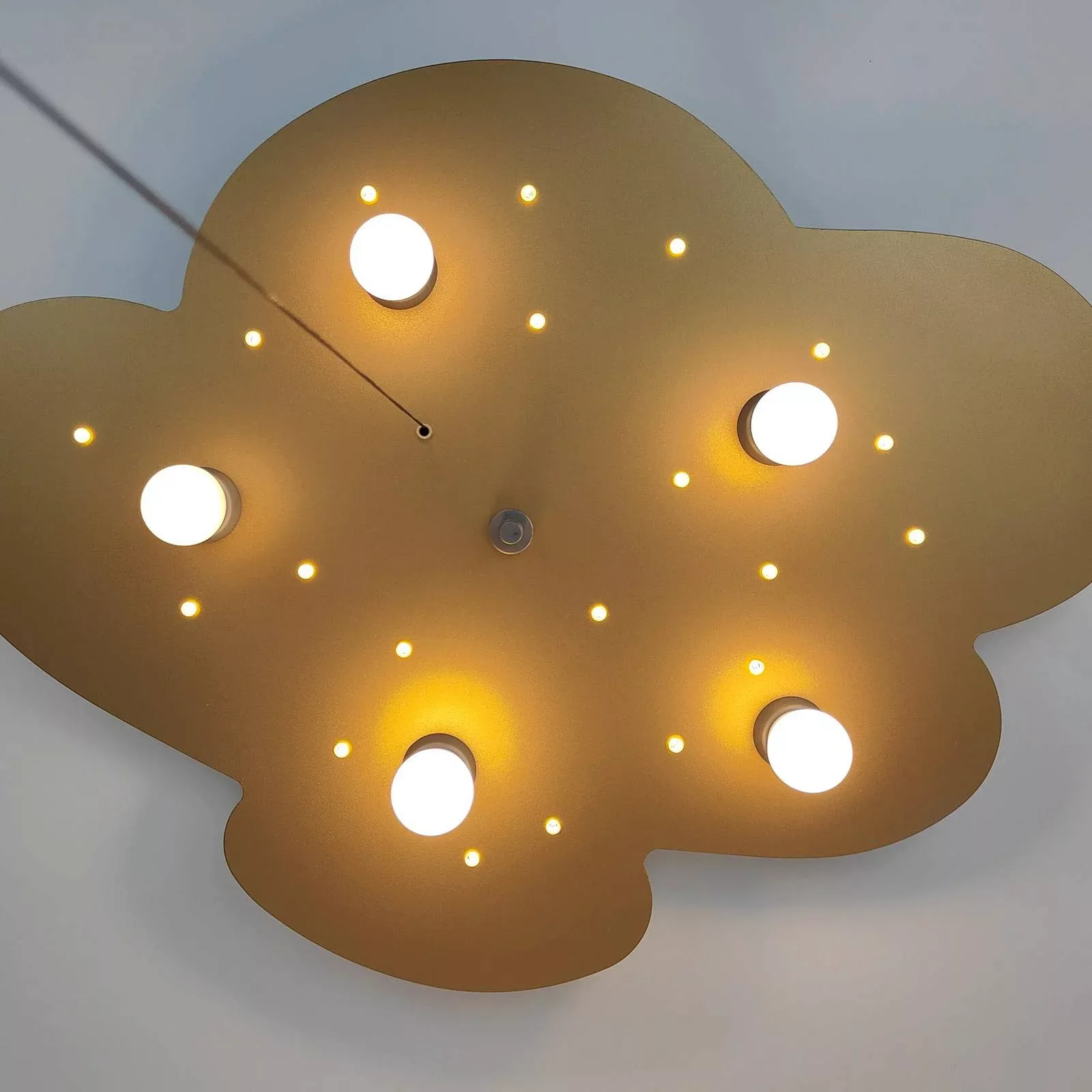 Deckenlampe Wolke, gold, 5-flammig, 20 LED-Punkte günstig online kaufen