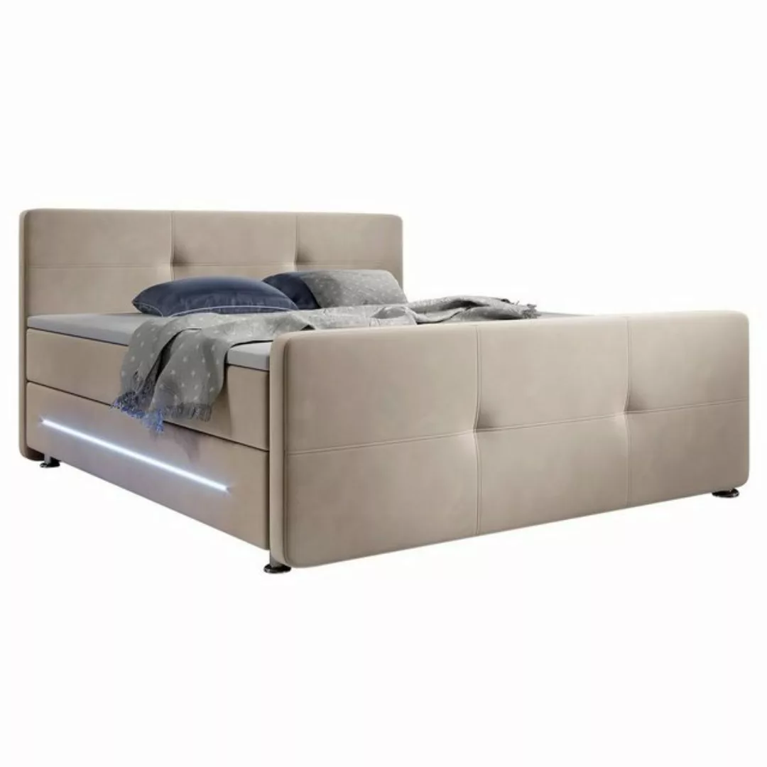 Juskys Boxspringbett Houston, 140x200 cm, Bonell-Federkernmatratzen, Topper günstig online kaufen