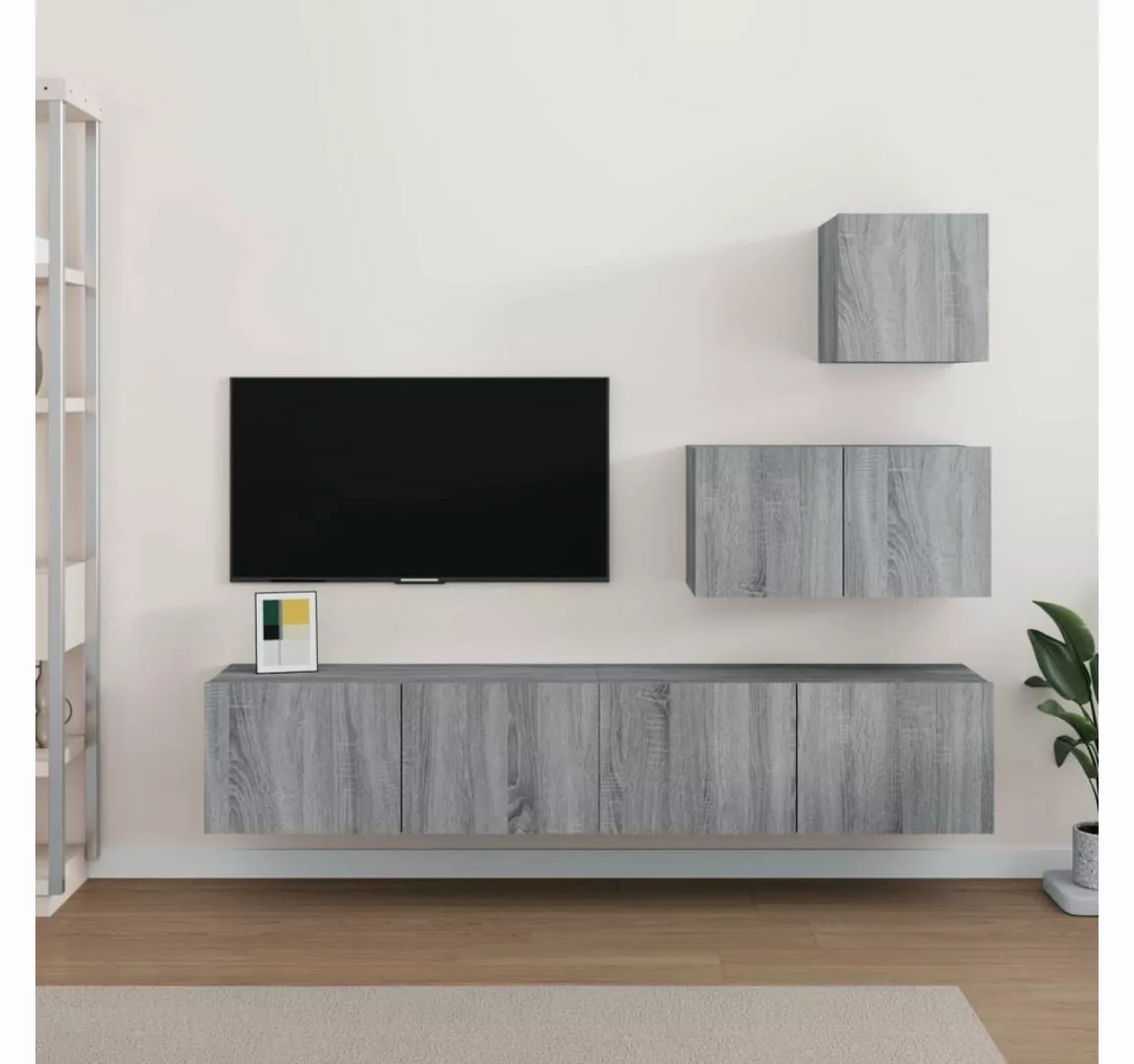 furnicato TV-Schrank 4-tlg. TV-Schrank-Set Grau Sonoma Holzwerkstoff günstig online kaufen