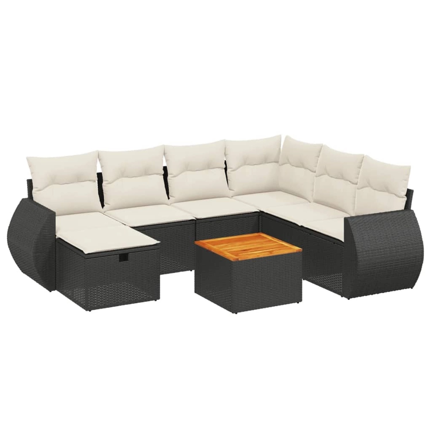 vidaXL 8-tlg Garten-Sofagarnitur mit Kissen Schwarz Poly Rattan Modell 127 günstig online kaufen