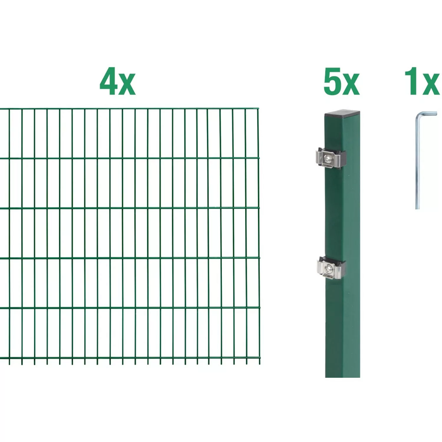Metallzaun Grund-Set Doppelstabmatte verz. Grün beschichtet 4 x 2 m x 1,6 m günstig online kaufen