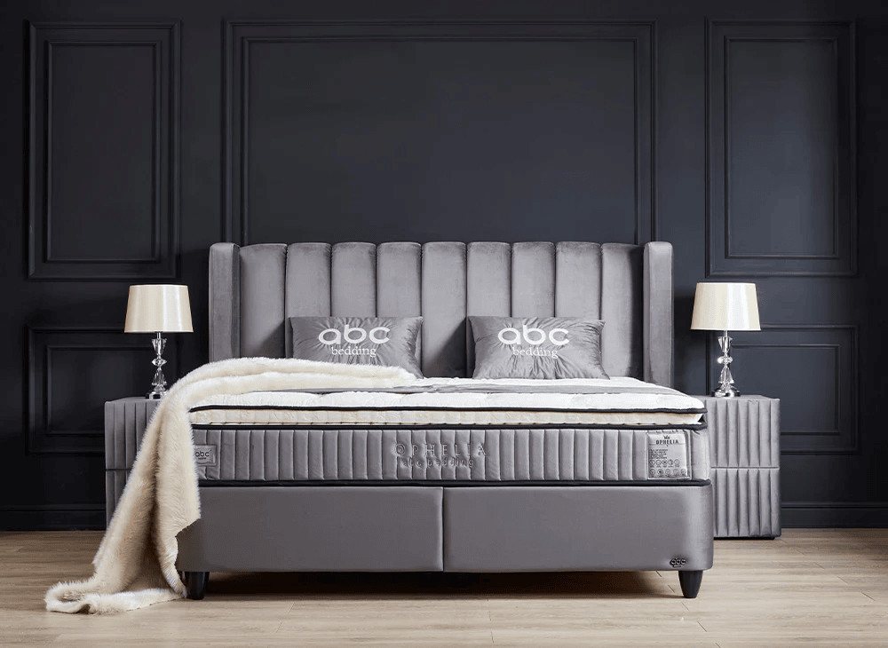 abc bedding Boxspringbett Komfortbett OPHELIA mit Samt in Grau, Voll-orthop günstig online kaufen