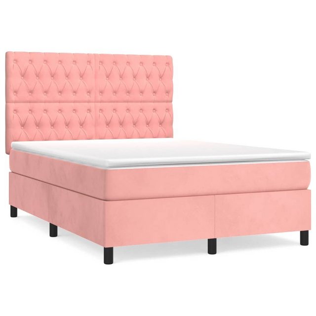 vidaXL Boxspringbett Boxspringbett mit Matratze Rosa 140x200 cm Samt Bett B günstig online kaufen