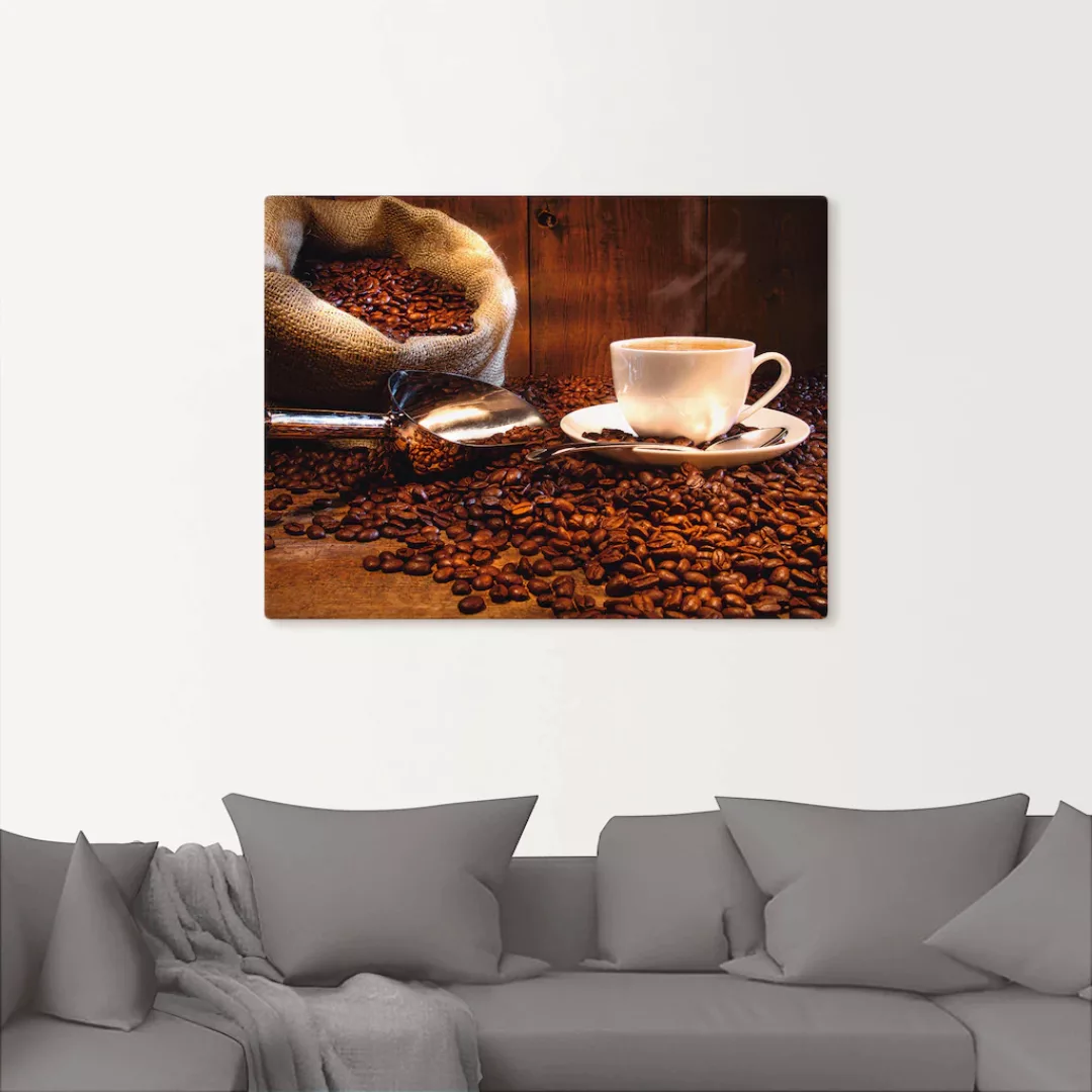 Artland Leinwandbild "Kaffeetasse und Leinensack auf Tisch", Getränke, (1 S günstig online kaufen