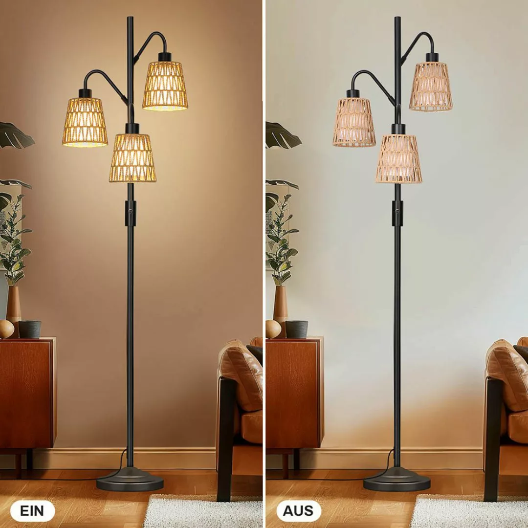 MUPOO Stehlampe LED Stehlampe,Rattan Boho LED günstig online kaufen