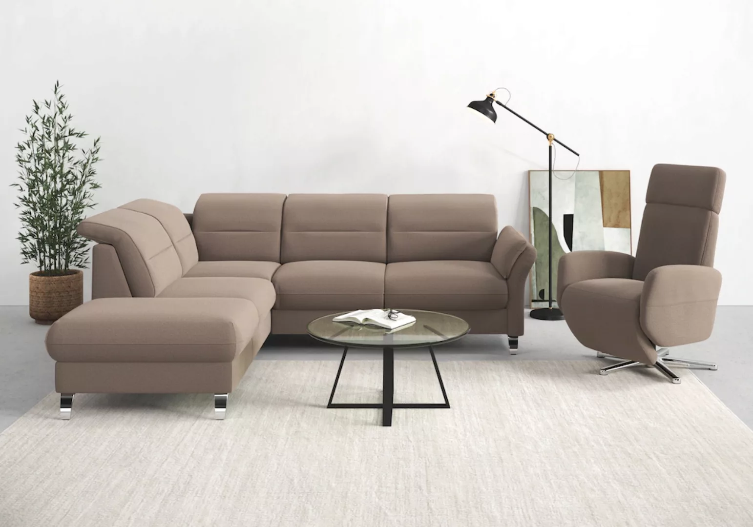 sit&more Ecksofa "Grenoble L-Form mit Federkern", wahlweise mit Bettfunktio günstig online kaufen