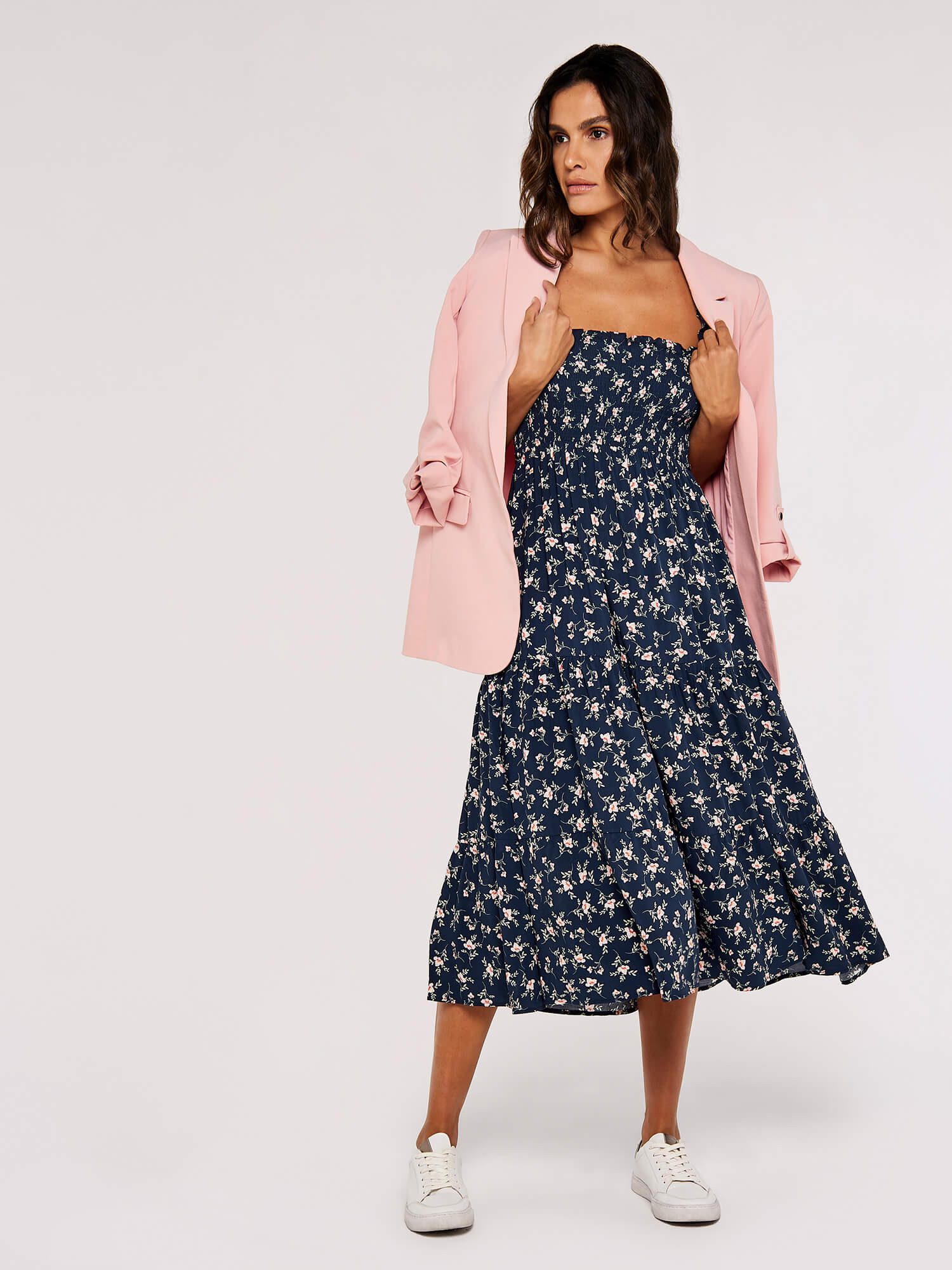 Apricot Midikleid Sommerkleid mit Orchideenprint, (1-tlg) günstig online kaufen