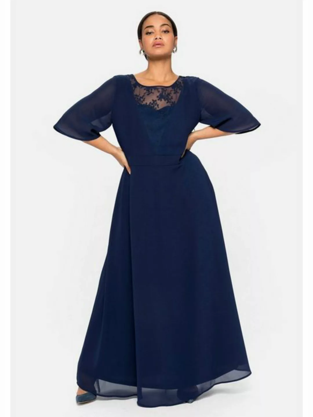 Sheego Abendkleid "Große Größen", aus Chiffon, mit Spitzen-Einsatz günstig online kaufen