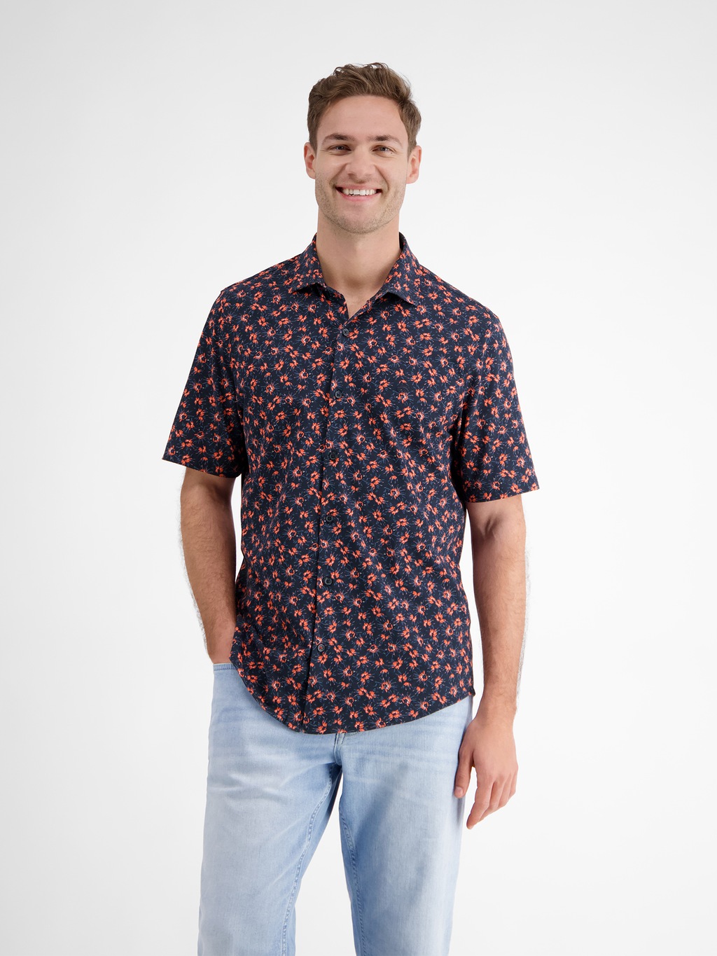 LERROS Kurzarmhemd "LERROS Herren Jerseyhemd, floral gemustert" günstig online kaufen