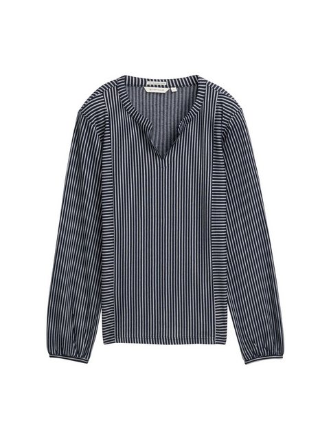 TOM TAILOR Blusenshirt Langärmlige Bluse mit V-Ausschnitt und feinen Streif günstig online kaufen