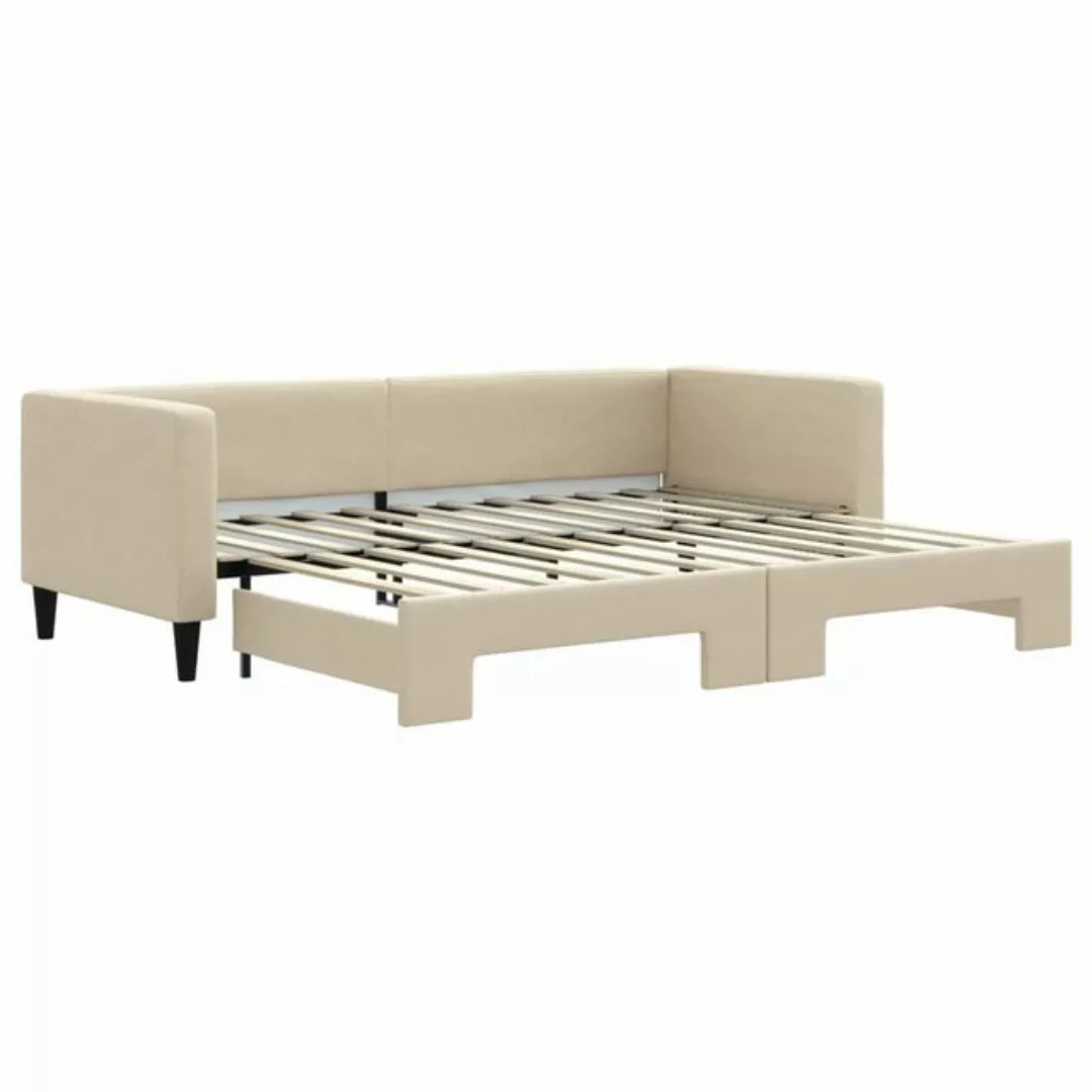 vidaXL Bett Tagesbett Ausziehbar Creme 80x200 cm Stoff günstig online kaufen