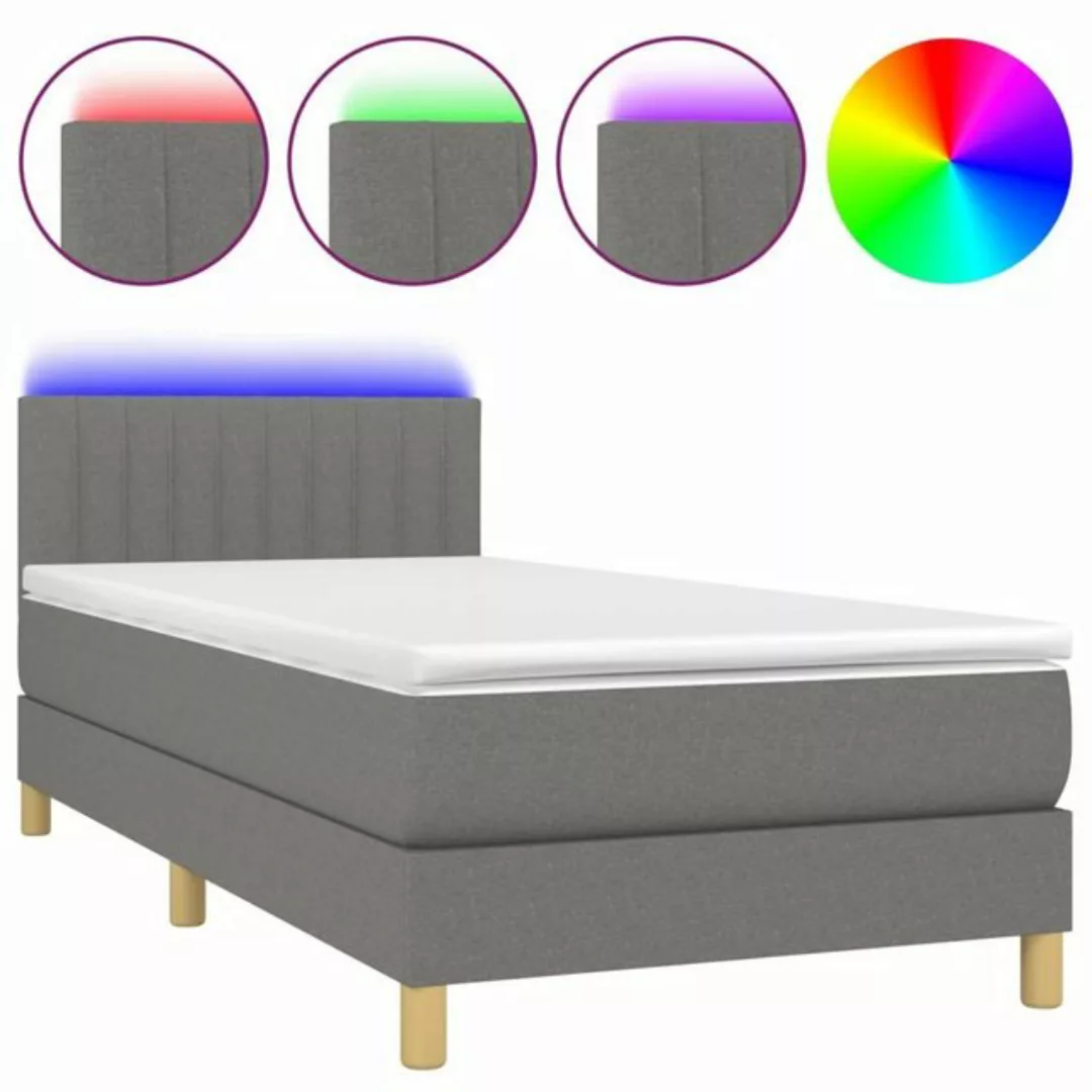 vidaXL Bettgestell Boxspringbett mit Matratze LED Dunkelgrau 90x190 cm Stof günstig online kaufen