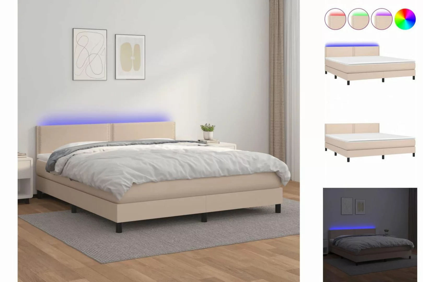 vidaXL Bettgestell Boxspringbett mit Matratze LED Cappuccino-Braun 160x200c günstig online kaufen