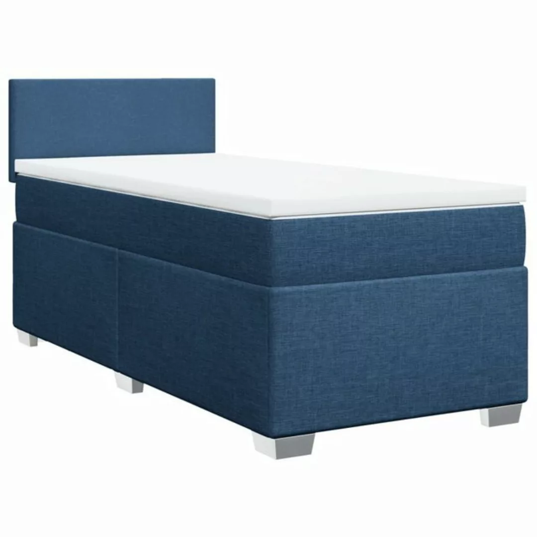 vidaXL Bett Boxspringbett mit Matratze Blau 90x200 cm Stoff günstig online kaufen