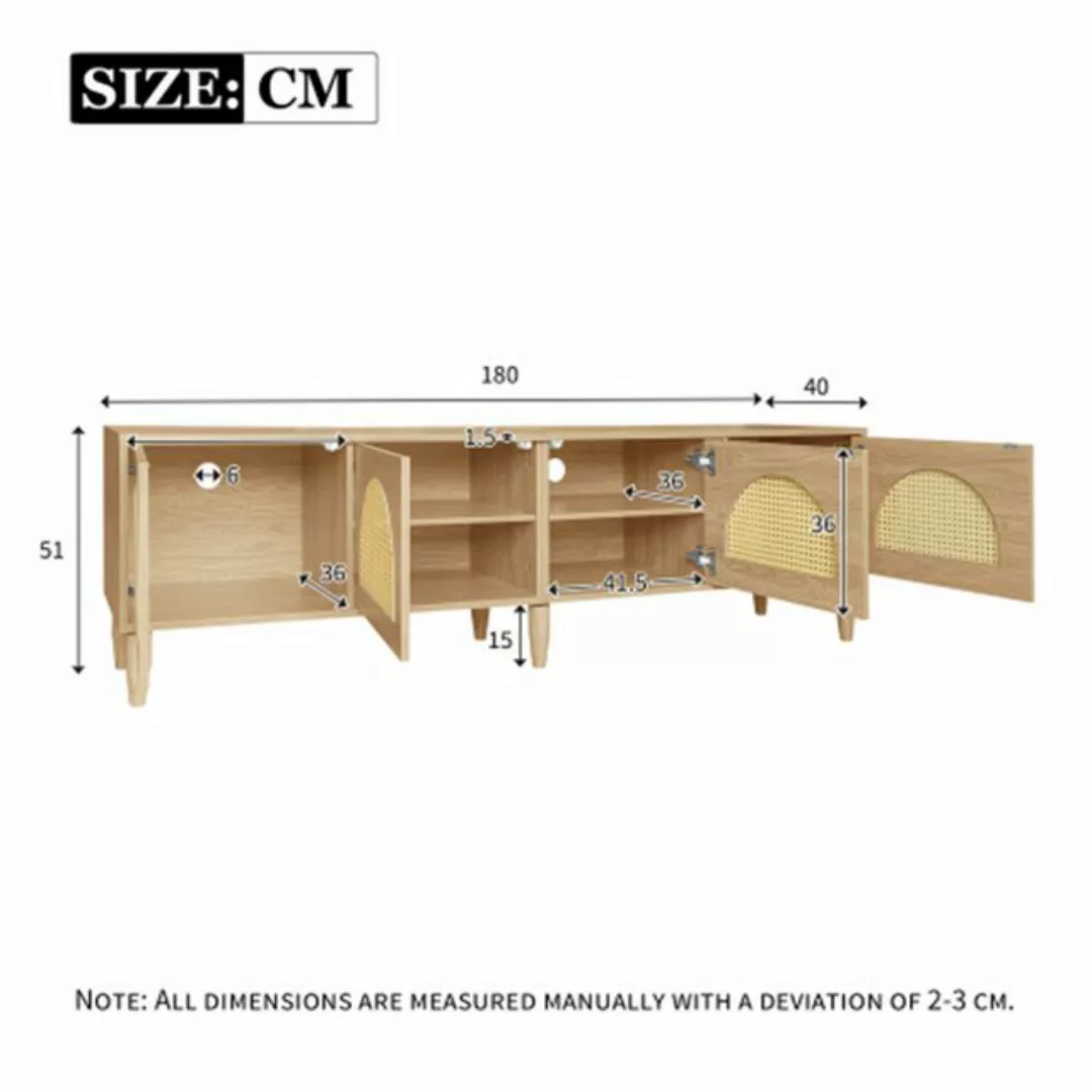 XDeer TV-Schrank TV-Schrank Mit 4 Rattantüren, Höhenverstellbaren Füßen,Für günstig online kaufen